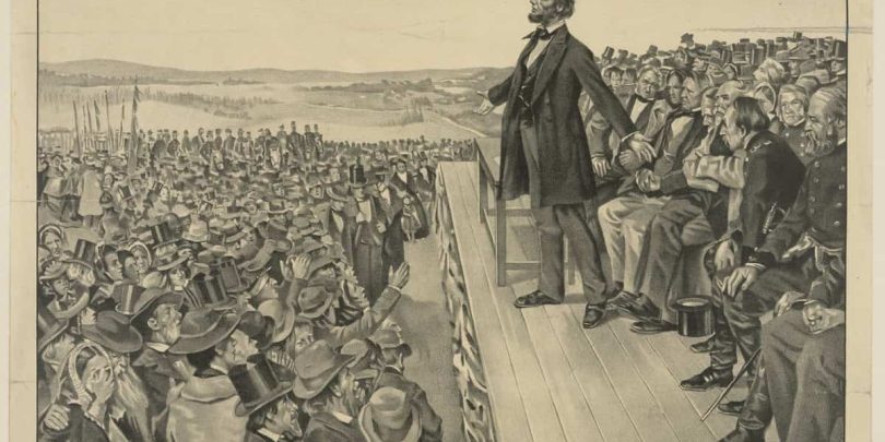 Memorial Day 2025: Honoring Those Who Gave Their Last Full Measure of Devotion Image of President Lincoln delivering the Gettysburg address for a blog post honoring those who gave their "last full measure of devotion" for Memorial Day 2025