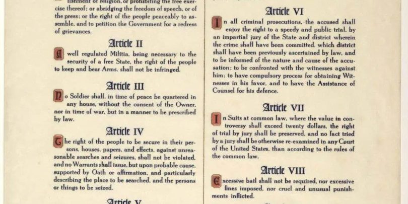 A replica image of The Bill of Rights, the first 10 Amendments to the Constitution of the United States of America, for a post about Independence Day. Image courtesy: https://loc.getarchive.net/media/a-bill-of-rights-as-provided-in-the-ten-original-amendments-to-the-constitution